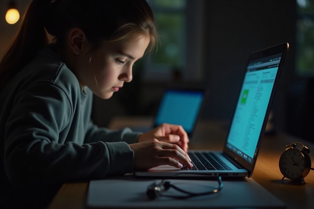 Student at a computer taking a timed adaptive nursing exam