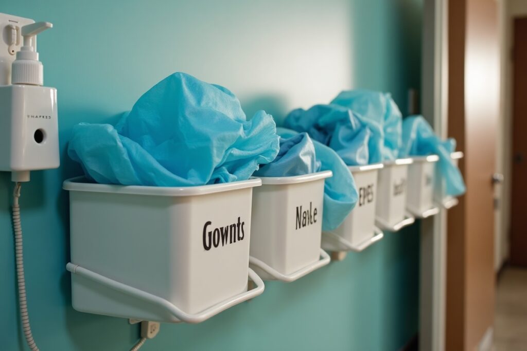 Hospital personal protective equipment station for infection control