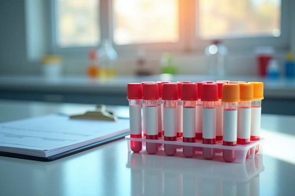 Laboratory blood collection tubes representing nursing lab values